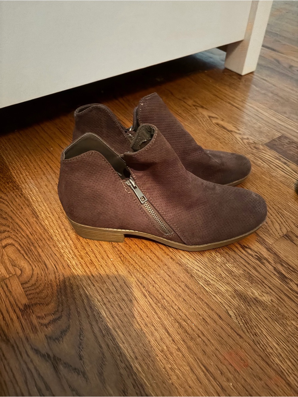Women’s Brown Suede Ankle Booties with Side Zip
